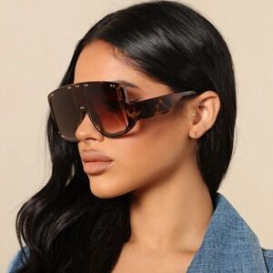 Oversized Sunglasses Tortoise Brown Frame And Lens Street Wear UV400 Women Style